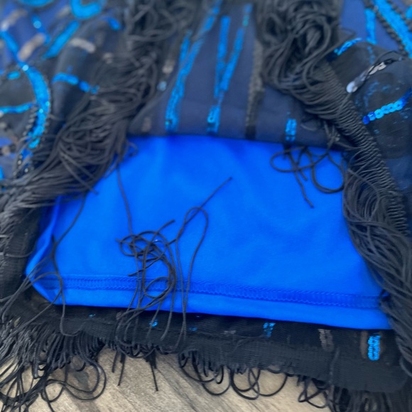 WOMAN'S DRESS Black BLUE SEQUIN Gatsby DRESS - Picture 8 of 8
